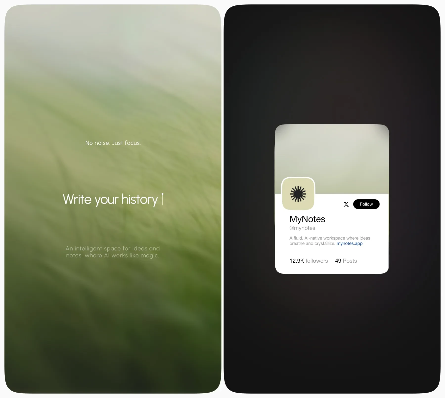 My Notes mobile app — Your notes board with the AI assistant in context
