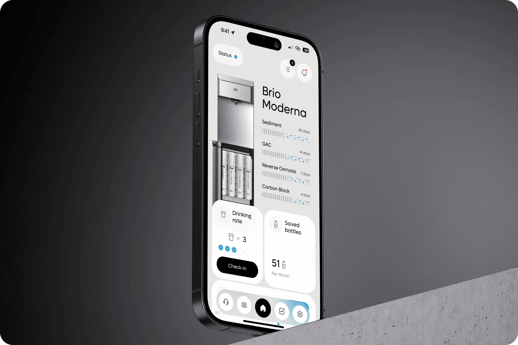 BrioWT IoT water filtration mobile app — digital transformation for smart home green energy