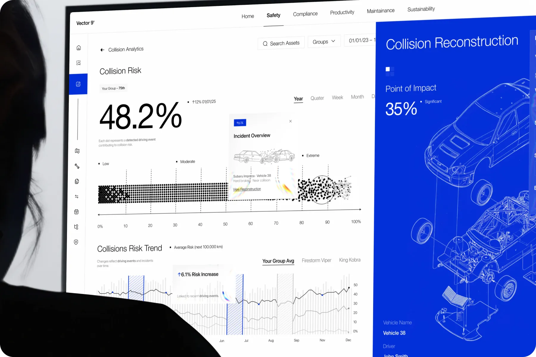 GeoTab Insurance SaaS dashboard hero — AI-powered fleet collision claims platform