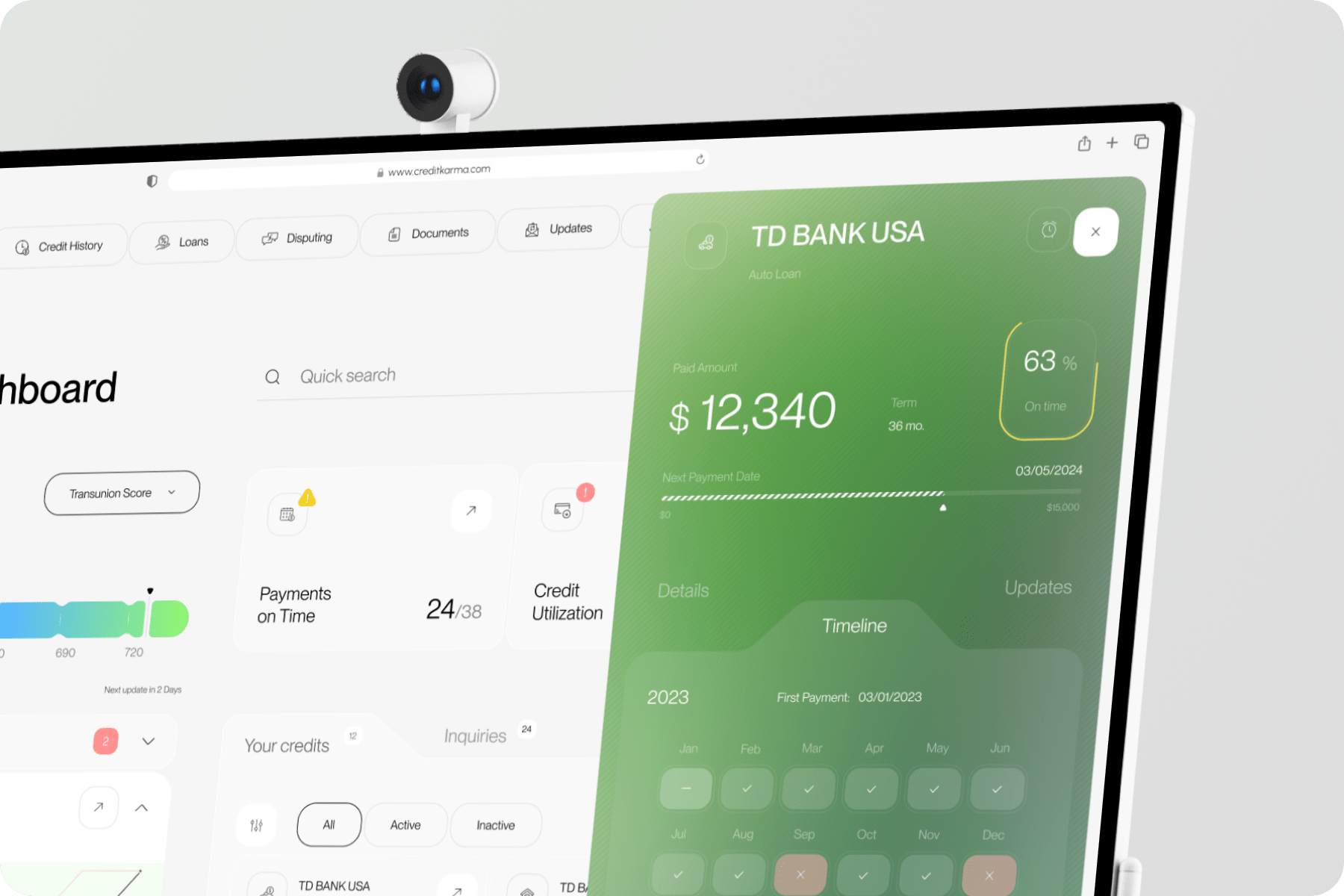 Spendex credit SaaS UI — digital transformation in financial services for IRS account monitoring